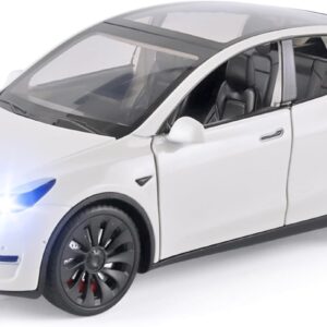 Toy Cars Y 1/24 Zinc Alloy Diecast Metal Model Car, Pull Back Toy Model with Light and Music, Suitable for Children Aged 3 and Above as Gifts(White)