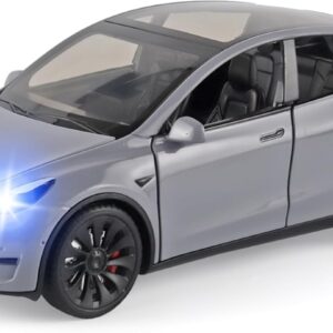 Toy Cars Y 1/24 Zinc Alloy Diecast Metal Model Car, Pull Back Toy Model with Light and Music, Suitable for Children Aged 3 and Above as Gifts(Grey)