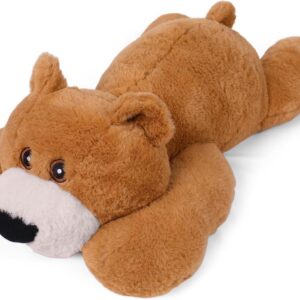 5 lb Weighted Animal Plush, 24in Brown Bear Plushie Toy Dolls Pillows (Bear)