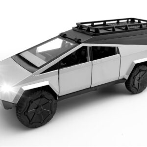 Model: 1/24 Diecast Metal Toy Trucks with Lights and Sounds for Boys, Ages 3 and Up (Silver Camper)