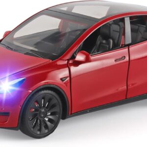 Toy Cars Y 1/24 Zinc Alloy Diecast Metal Model Car, Pull Back Toy Model with Light and Music, Suitable for Children Aged 3 and Above as Gifts(Red)