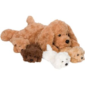 Dog Stuffed Animals for Girls Ages 3-8 - Mommy Labradoodle with 4 Puppies- Magical Dog Pillow Plushie - Enchanting Puppy Surprise Toys for Imaginative Play