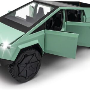 Model: 1/24 Diecast Metal Toy Trucks with Lights and Sounds, Mini Vehicles Toys for Boys, Ages 3 and Up (Green)