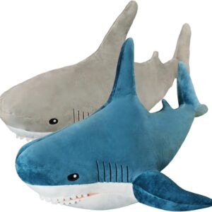 2 Pack 23.6 Inch Big Shark Stuffed Animals,Soft Chonky Shark Toys Shark Pillows Stuffed Shark Boy's and Girl's Room Décor,Perfect Christmas Stress Relief Gifts for Kids Women