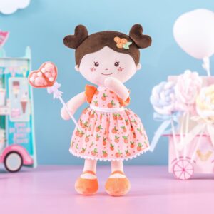 Baby Doll Soft Baby Doll for Girls First Baby Doll Plush  Doll Wear Love Orange Dress 14"