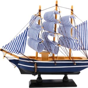 Sailboat Model Decor, Wooden Sailing Boat Nautical Decor 7"x8" Model Ship for Ocean Theme Party and Room Decoration, Photo Props