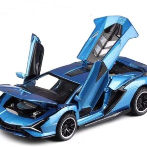 Toy Car  Die-Cast Car Model with Lights and Sound Pull Back Toy Car for Boys Age 3 4 5 6 + Year Old (Blue)