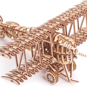 Wood Trick Bi-Plane Toy Kit, Wooden Toy Plane - Mechanical Model Plane Mini - 3D Wooden Puzzle, Assembly Model -  Toys for Boys and Girls - 3D Plane