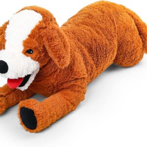 Dog Stuffed Animal, 26 inch Large Golden Retriever Plush Toy, Brown, Cute Plushies Gifts, Easter Decorations