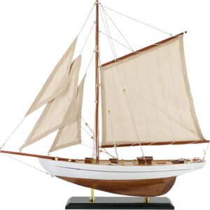 Wooden Sailboat Decor Sailboat Model Boat Decor Ship Model Yacht Ivory Antique Finish