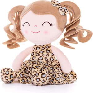 Baby Dolls Soft Snuggly First Baby Girl Gifts Plush Doll with Light Skin & Leopard Dress 12inches Animal Series