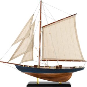 Wooden Sailboat Decor Sailboat Model Boat Decor Ship Model Yacht Navy Antique Finish